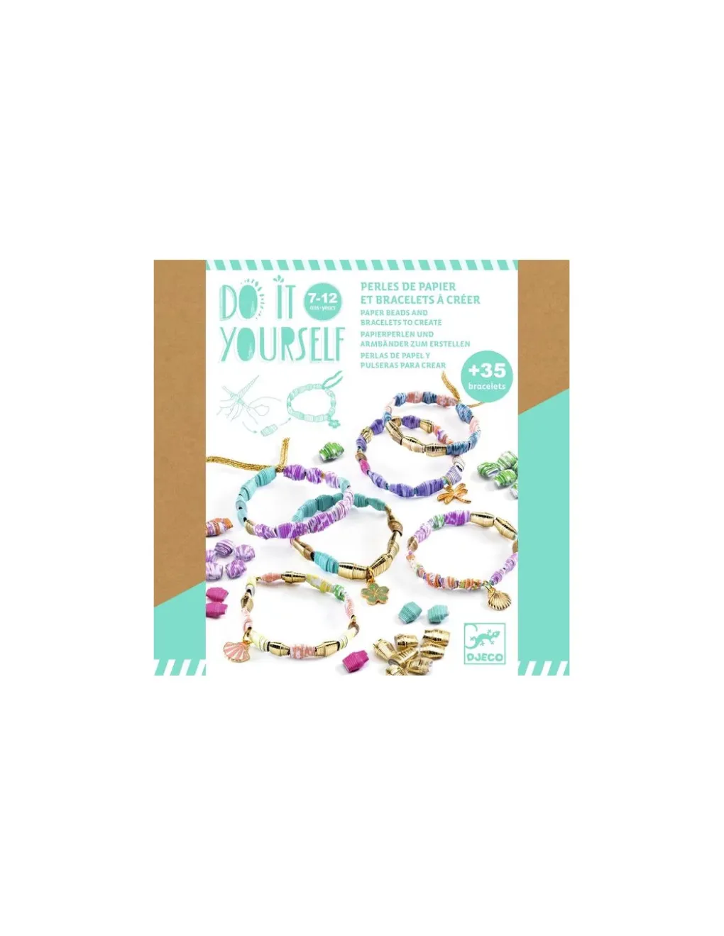 Djeco Perles papier et bracelets à créer Chics et dorés - Do it Yourself Best