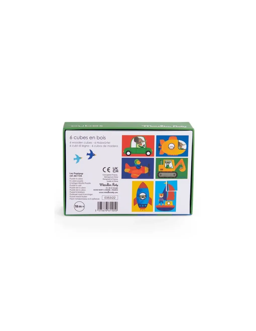 Moulin Roty Puzzle 6 cubes Les Popipop - New