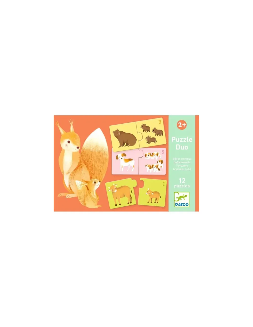 Djeco Puzzle duo Bébés animaux - Discount