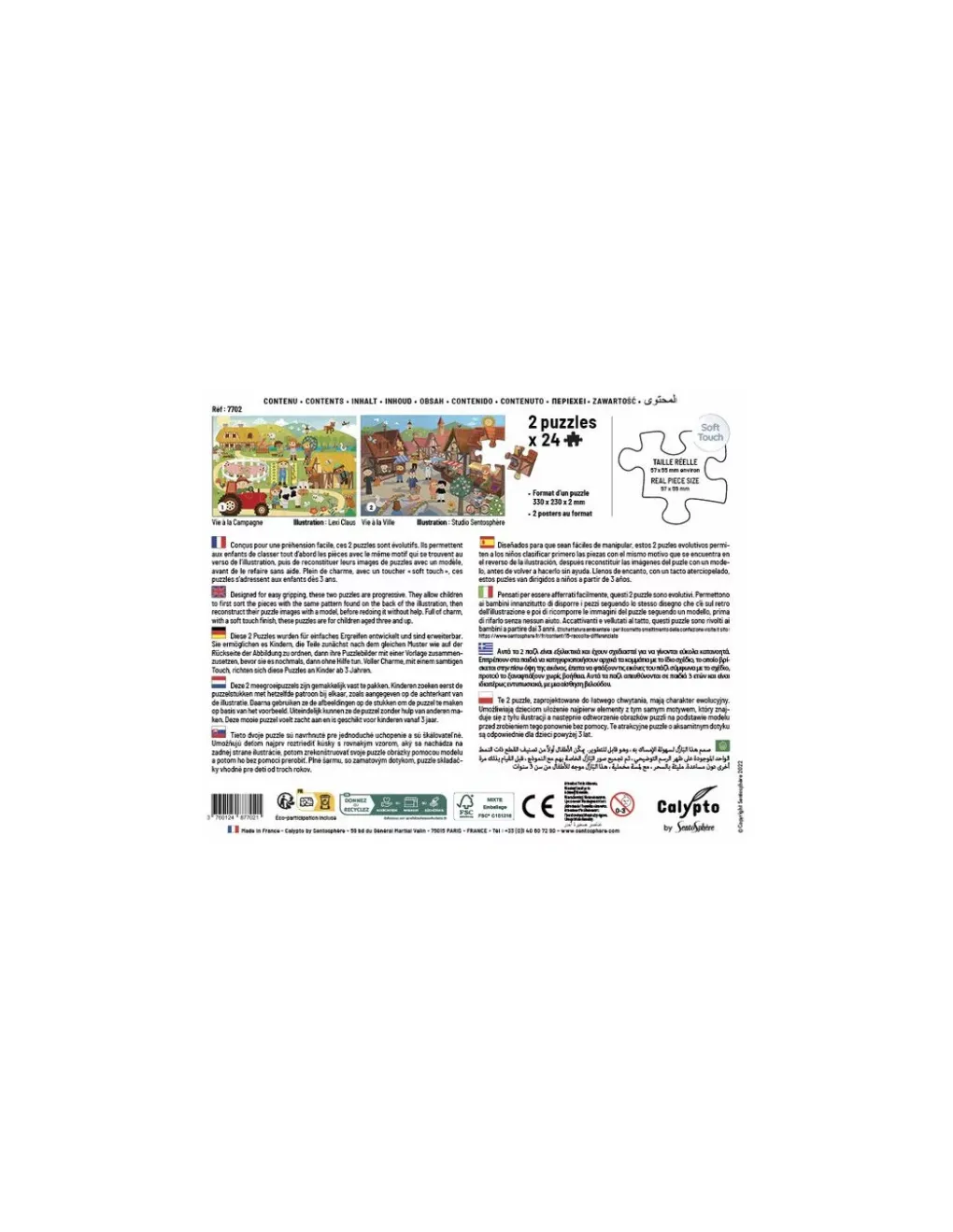 Sentosphere Puzzles Ferme et Ville 24 pièces - Sentosphère