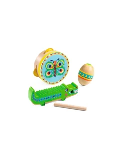 Djeco Set de percusions Animambo : Tambourin, Maracas, Guiro - Clearance