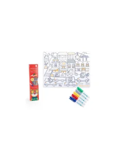Moulin Roty Set en silicone à colorier et 5 feutres Les Popipop - Hot