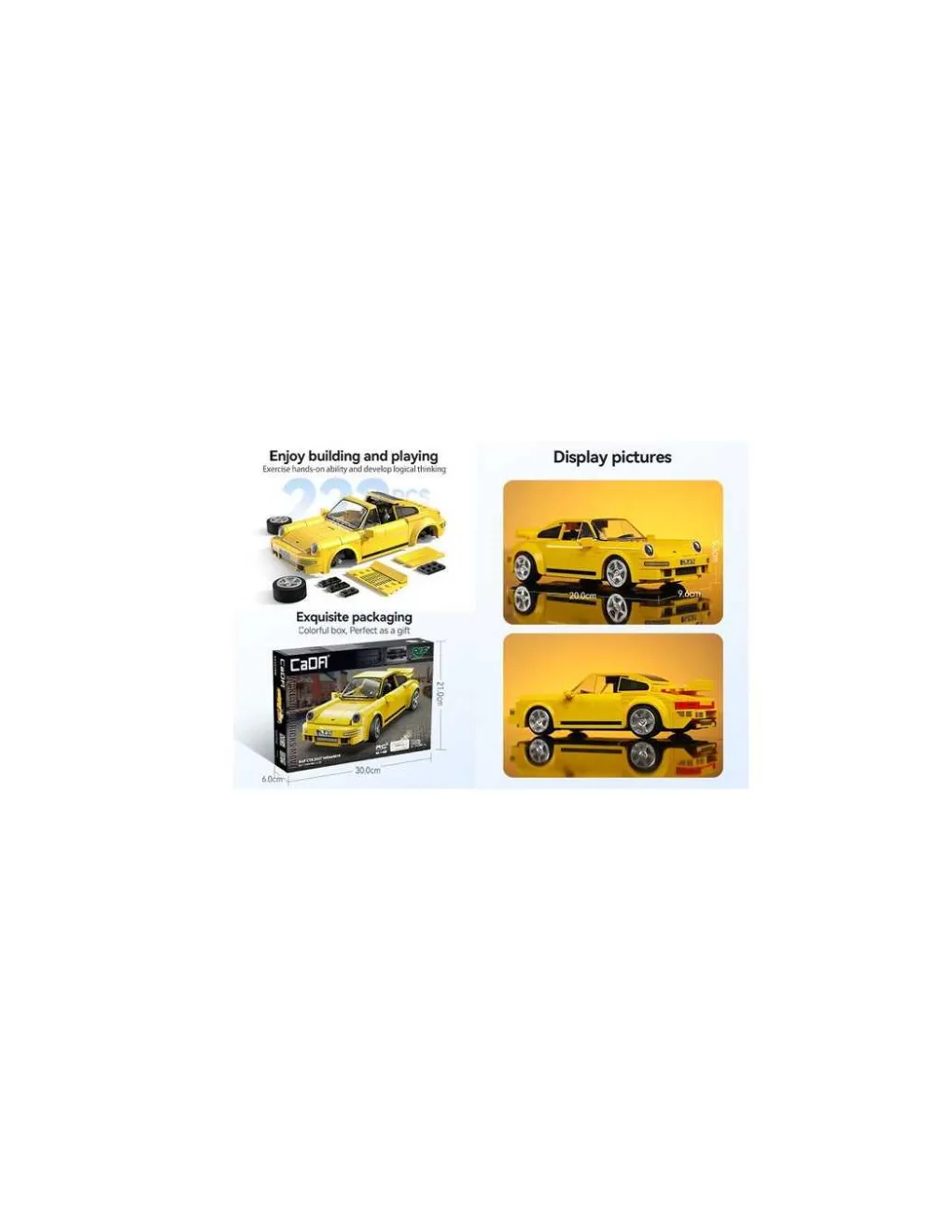 CaDA Bricks Voiture de course RUF CTR 2017 Yellowbird 222 pièces - CaDA Clearance